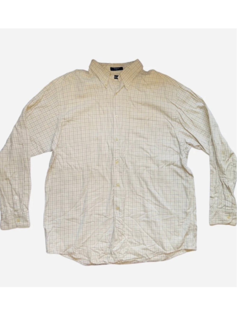Men's Nautica Casual Button Down Shirt Size L Beige Black Plaid